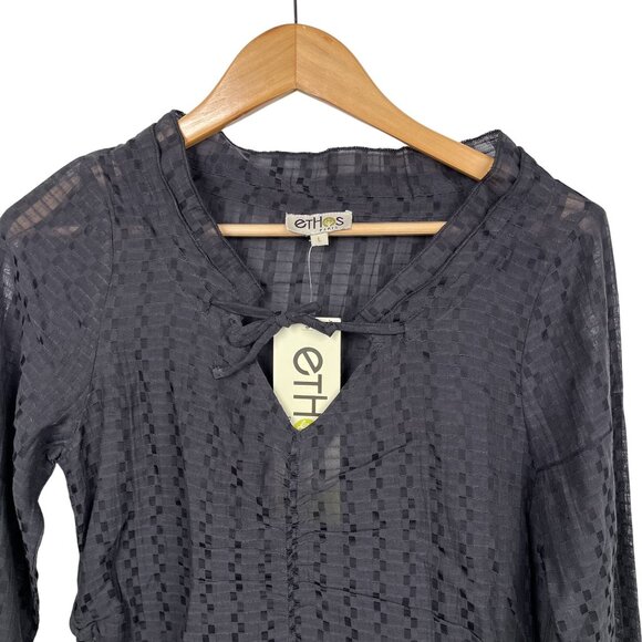 NWT Ethos Paris Fola 100% Organic Banana Fiber Ebony Tunic Top Sz Large - Picture 6 of 6